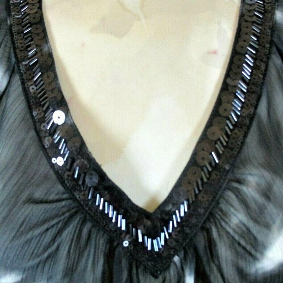 Express womens S SEQUINS BEADS sheer top (N)E1MTD - Picture 3 of 8